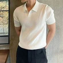 Classic Ribbed Knit Polo Shirt – White